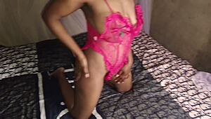 Dark Fantasy Ebony Twerks Massive Ass in Red, Clapping Loud While Stretching Seductively