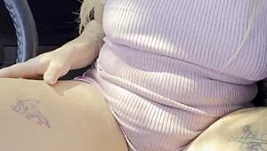 stranded latina flashes huge tits then squirts on stranger's cock roadside