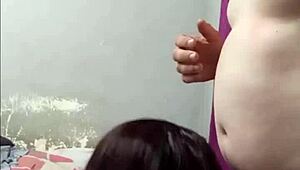 petite ebony domestic kneels to suck boss cock then bends for doggystyle pounding