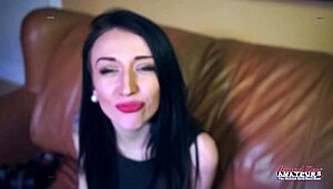hannah the horny blonde and olyssia the cute brunette share cock sucking and riding