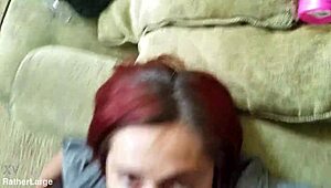 Big tit BBW slut drops to knees for thick facial cum ropes everywhere