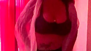 sexy babe in lingerie flaunts her huge tits begging for cumshots