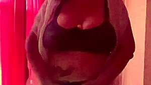 sexy babe in lingerie flaunts her huge tits begging for cumshots