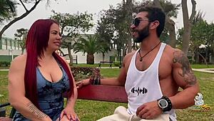 riding this colombian milf's huge tits during yoga! monster cock deep!