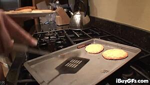 courtney james fingers her pussy deeply while baking fresh cookies in the kitchen