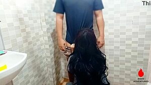 excuse me best friend party bathroom fuck with filipina milf slut roleplay turns wild