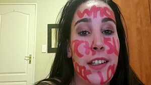 She punishes herself through pissing slaps gags and raw dirty talk