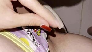 i sneak into stepbro's bathroom locking door fantasizing his cock slamming my shaved pussy hard