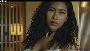 asian skinny maid sanktor strips teases and dances in erotic cosplay