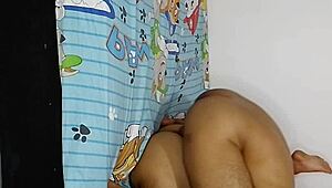 fucking my slut wife rough in stepbro's room then he walks in 😈💦