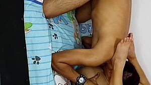 fucking my slut wife rough in stepbro's room then he walks in 😈💦