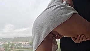 shower tease leads to explosive orgasm by the window!