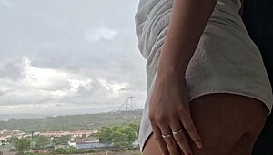 shower tease leads to explosive orgasm by the window!