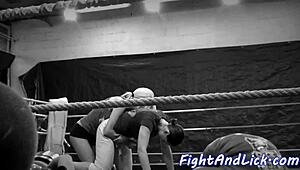 Lesbian Babes Overcome with Lust Sixty-Nining Post Wrestling Passion!