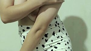 smooth indonesian babe with huge ass tries new satin skirt flashing her wet pussy bokep style