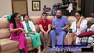 dr tampa checks aria nicole's body in her yearly exam 😏👀 feet up and spreading wide