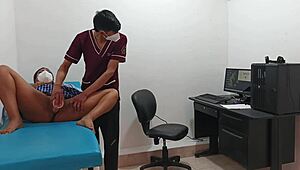 perverted doctor dominates tall 18yo nurse student's huge ass and pussy