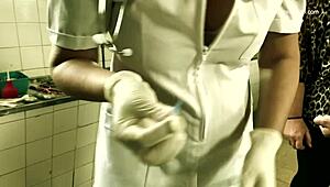 Nurse rosie squirms under mistress april's electro piercing pussy torment