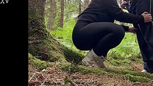 Chubby Slut Sucks Cock Then Anal Fucked Bent Over in Forest