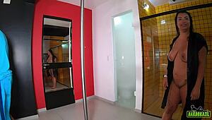 Angel Takemura's Huge Brazilian Ass Clings to Iron Rod
