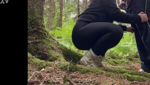 Chubby Slut Sucks Cock Then Anal Fucked Bent Over in Forest