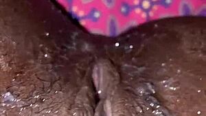 Ebony Slut Takes Massive BBC Creampie In Tight Pussy Then Squirts Hard