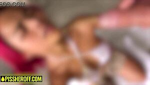 18yo redhead latina begs pee drenching her big natural tits