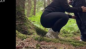 Chubby Slut Sucks Cock Then Anal Fucked Bent Over in Forest