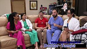 dr tampa checks aria nicole's body in her yearly exam 😏👀 feet up and spreading wide