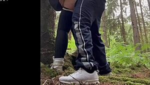 Chubby Slut Sucks Cock Then Anal Fucked Bent Over in Forest