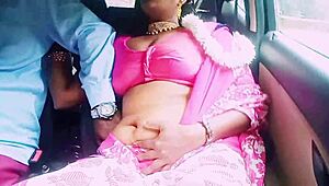 Indian housewife saree hikes for boyfriend's dirty car sex talk