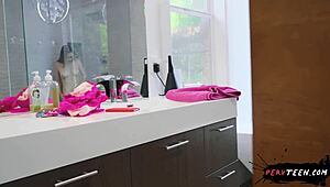 im perving on stepsisters hot bikini body in shower then pov blowjob cowgirl ride