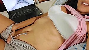 Latina Milf Masturbates Moaning to Her Pregnant Riding Video