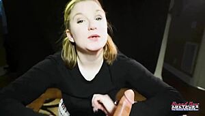 Cute blonde lottie peers rims and sucks cock before riding hard