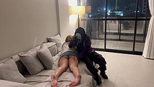 Curvy Masked Girl Chokes on Deepthroat Strap-On Gag