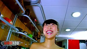 shop quickie has sharon lee slurping cum after hard pussy fuck