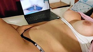 Latina Milf Masturbates Moaning to Her Pregnant Riding Video