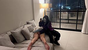 Curvy Masked Girl Chokes on Deepthroat Strap-On Gag