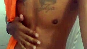 hey skinny brazilian dude shavin then jerkin his huge bbc to porn in bathroom 😏🍆💦