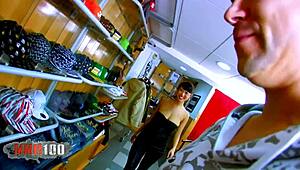 shop quickie has sharon lee slurping cum after hard pussy fuck