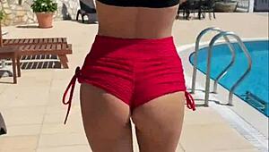 perfect tall 18yo brunette teen risks outdoor deepthroat blowjob cumshot after yoga pov