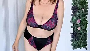 hey check out this horny busty gilf teasing her wet pussy in lingerie