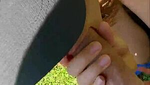 perfect tall 18yo brunette teen risks outdoor deepthroat blowjob cumshot after yoga pov