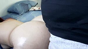 my latina girlfriend rides my strap-on hard in our homemade fuck session