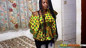 Curvy ebony babe bends over in garage for deep doggystyle pussy smash