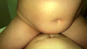 Stepsis rides cowgirl POV her big natural tits bouncing closeup