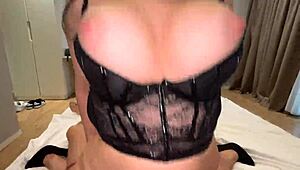 Stepsis rides cowgirl POV her big natural tits bouncing closeup