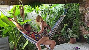 Picture fucking petite blonde's wet pussy missionary on Hawaii hammock holiday with your girlfriend neighbor?