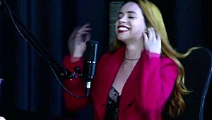 jhocy sheer red shows nasty oral and gets tits sucked hard