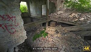 hunt4k. slutty brunette takes stranger's cock deep in passionate anal outdoors